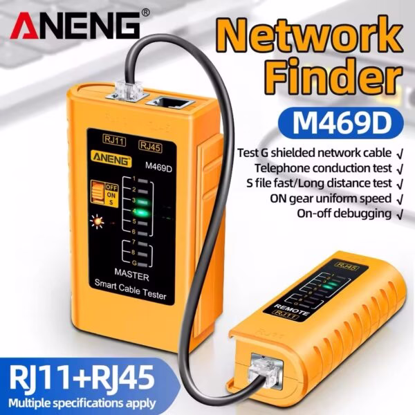 Professional Network Cable Tester M469D – RJ45 RJ11 RJ12 LAN CAT5 UTP Network Tester